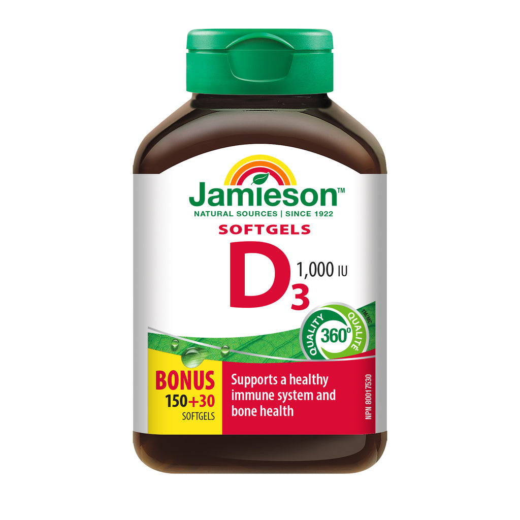 Jamieson Vitamin D3 Softgels, 1000IU 150+30 - DrugSmart Pharmacy